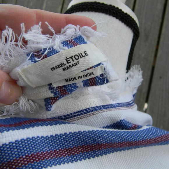 ISABEL ETOILE MARANT GORGEOUS COTTON STRIPED FRINGED V-NECK DRESS RESORT SZ 0 - Picture 4 of 6